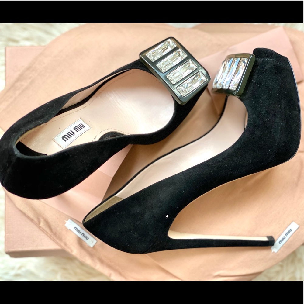 Miu Miu Calzature Donna black suede pumps Sz, 38.5 NIB!